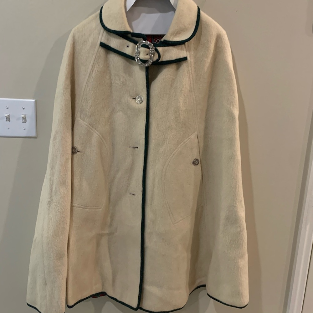 Vintage Loden King Wool Cape w Buckle